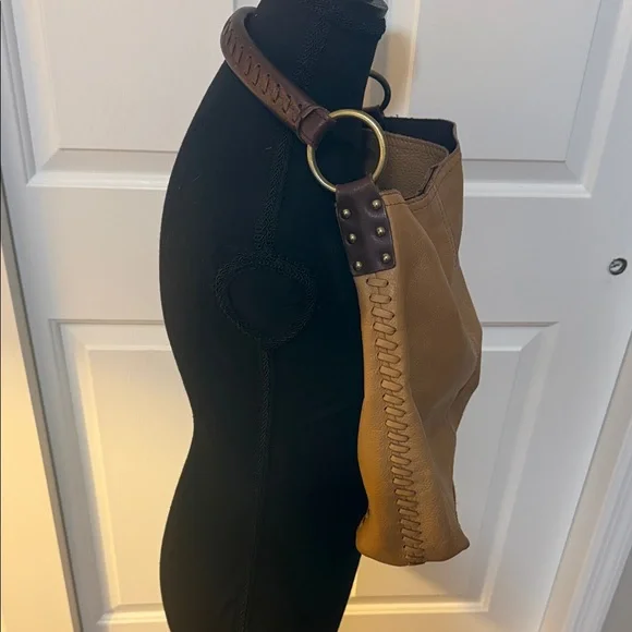 Vintage Lucky Brand Y2K Tan Leather Hobo Bag - Picture 2 of 11